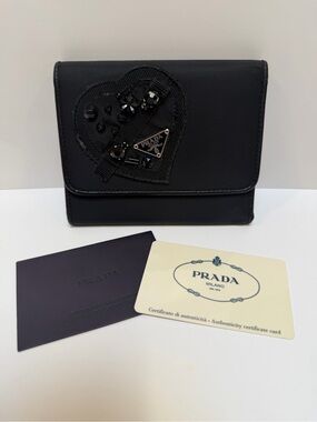 Prada Evening Heart Black Wallet EUC